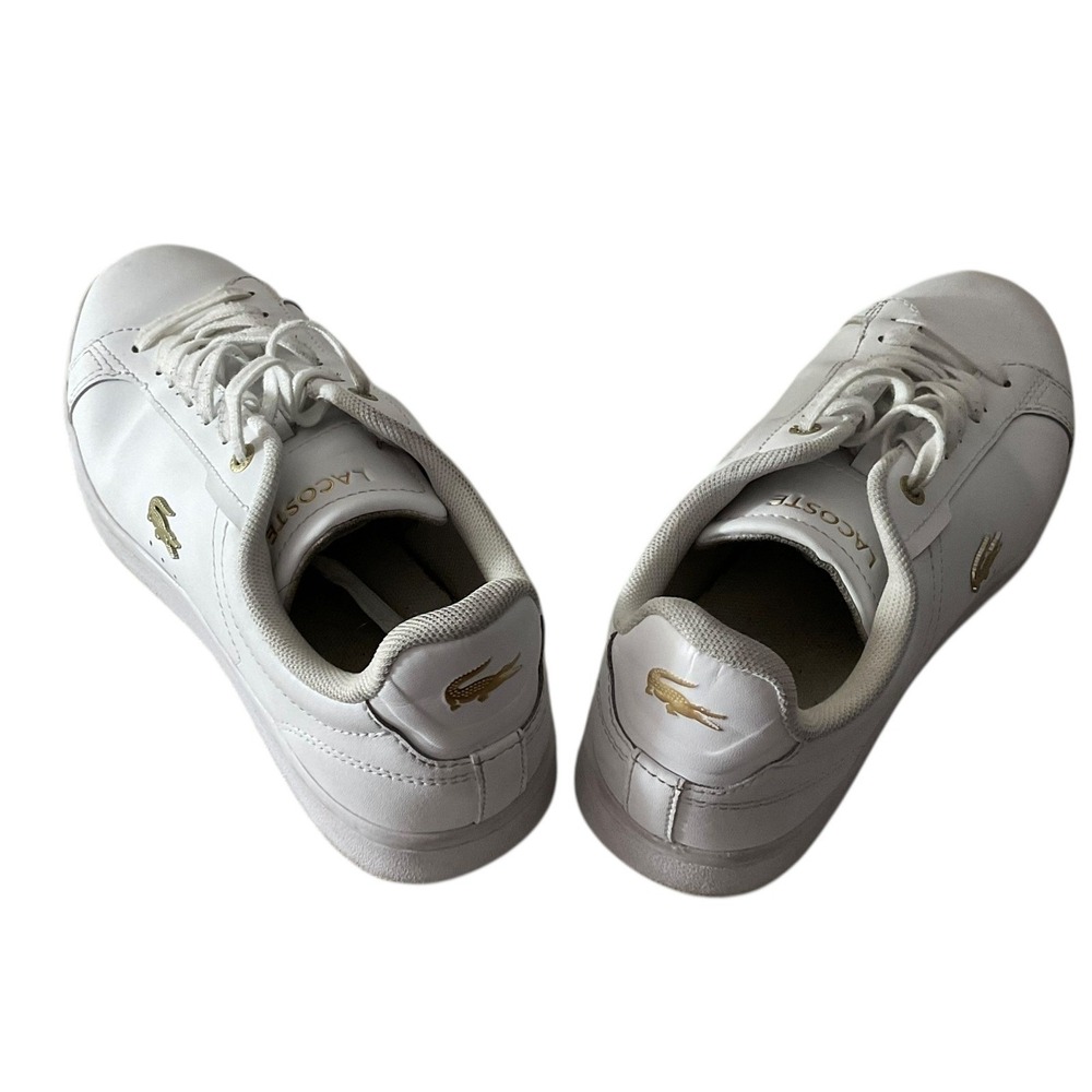 Lacoste‎ Carnaby Pro 124 1 SFA White Leather Gold Logo Sneakers Women's Size 6 - Picture 8 of 11